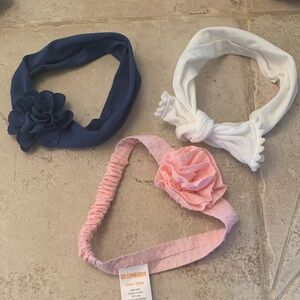 Gymboree Floral and Bow Headband Trio - Blue, White, Pink